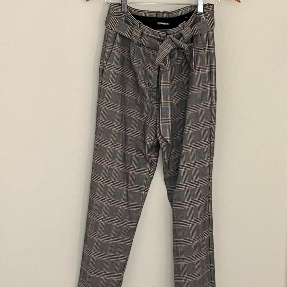 Express Plaid Wrap Tie Pants